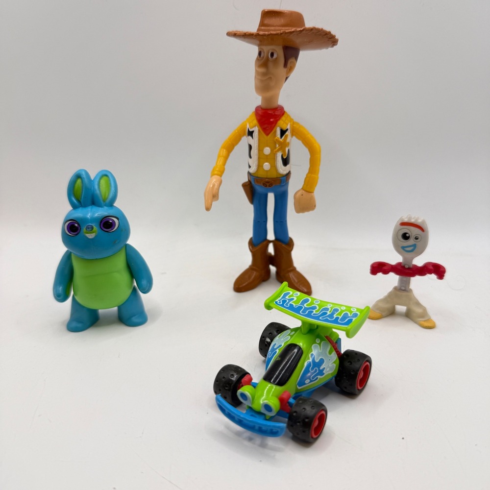 Disney Pixar Toy Story 4 Figure Lot Woody Forky Bunny RC Car Burger King Toys